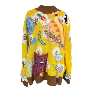 Auntie M Upcycled One-of-a-Kind Cactus Shein Sweater Handmade Wearable Art